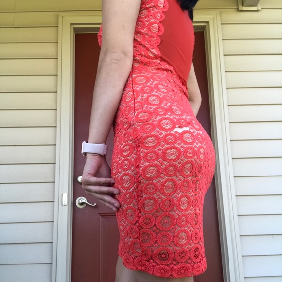 Bebe Lace Red Dress - Picture 2 of 5